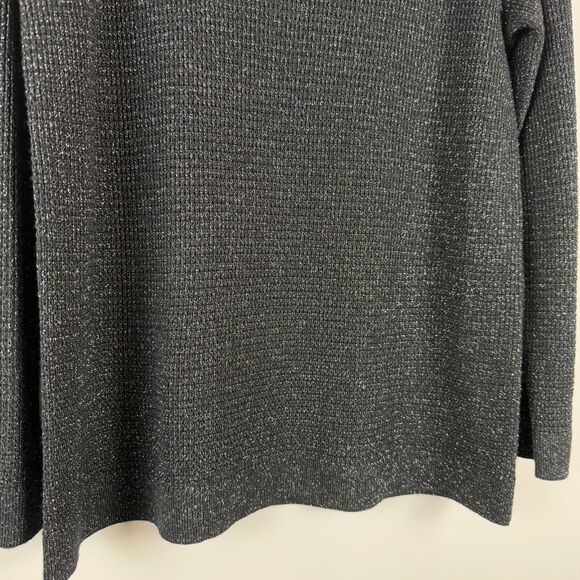 Eileen Fisher Sweater Women's Large Black Sparkle Extra Fine Merino Wool Capsule - Picture 6 of 9